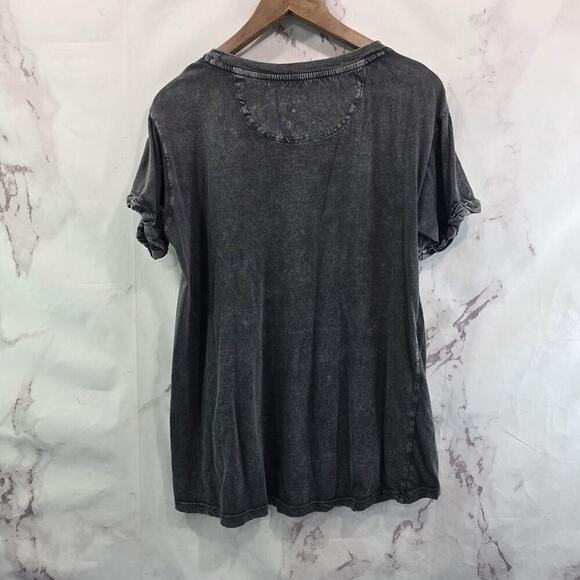 Anthropologie T Shirt Womens Small Gray Burn Out May All Plants Be Free Cuffed - Picture 5 of 9